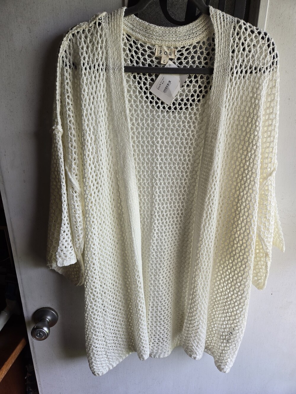 Pol Open-Weave Cream Cardigan